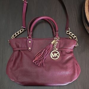 Michael Kors Burgundy Leather Tote Bag
